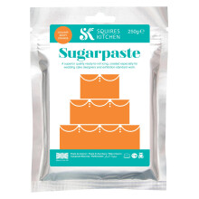 Squires Kitchen Zesty Orange Ready To Roll Sugarpaste Icing for Decorating Cakes, Cupcakes and Cookies, Premium Quality Rolled Fondant - 250g