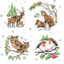 3-Ply Xmas Decoupage Tissue Paper Napkins Decorative Christmas Serviettes 33cm x 33cm - Pack of 20 (Winter Animals)