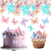 TIESOME 48 Pcs Edible Butterflies for Cake Decorating, Vivid Butterfly Cake Topper Butterfly Cupcake Decorating for Wedding Birthday Anniversary