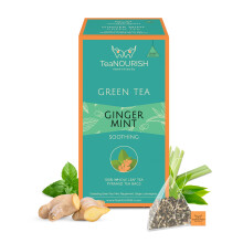 TeaNOURISH Ginger Mint Green Tea | 20 Count Pyramid Tea Bags | Relaxing & Calming | Premium Darjeeling Whole Leaf | Immune Support Tea for Daily
