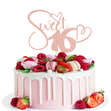 Sotpot 1PC Sweet 16 Cake Topper Rose Gold Glitter Happy 16th Birthday Cake Picks for Sweet Sixteen Theme Party Cake Decorations