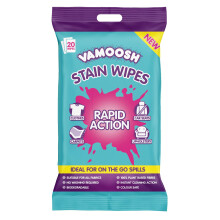 Vamoosh Rapid Stain Remover Wipes (Pack of 20), Instant Stain Remover for Clothes, Carpets & Upholstery, Biodegradable & Plastic-Free - Vamoosh