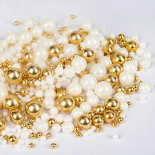 Edible White Gold Pearl Sugar Sprinkles, 130g, Gold Cake Decoration, Gold Sugar Pearl Sprinkles for Cake Decorating, Cupcake Topper, Holiday Birthday