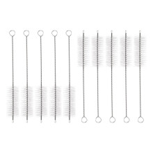 sourcing map Straw Cleaner Brush Set, 6 Inch Length 304 Stainless Steel and Nylon Bristles for Water Bottle Silicone Straw Sippy Cup Pipes, White