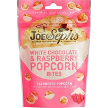 Joe & Seph's White Chocolate & Raspberry Popcorn Bites (1x63g), 1 Star Great Taste Award, gourmet popcorn, air-popped popcorn, popcorn bag, popcorn