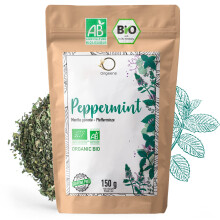 ORIGEENS ORGANIC PEPPERMINT LEAVES 150g - Dried mint leaves for making mint tea and iced tea - Organic peppermint loose leaf