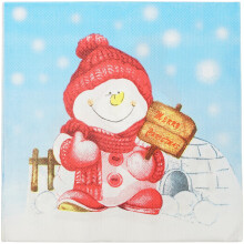Snowman Christmas Paper Napkins - 13in X 13in Festive Cocktail Napkins - Pack of 20