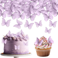 TIESOME 48 Pcs Edible Butterflies for Cake Decorating, Vivid Butterfly Cake Topper Butterfly Cupcake Decorating for Wedding Birthday Anniversary