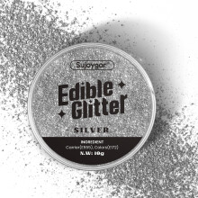 Sujoygar? Silver Edible Glitter for Cocktails, Drinks, Cakes & Cookies | Silver Grey Luster Dust Edible for Weeding Birthday Party Decorations |