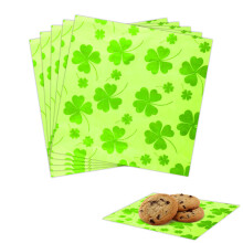 POPOYU 100 Sheets Shamrock Wax Food Paper,12x12in Green Greaseproof Paper Sheets for St. Patrick's Day Baking,Eco-Friendly Oil Proof Wrapping Papers