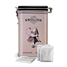 Charbrew Alice In Wonderland Alice & Flamingo English Breakfast Metal Tea Tin Caddy Gift ? 60 Teabags Black Tea