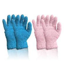 2 Pairs Microfibre Dusting Gloves,Pink,Ladies Thermal,Fluffy,Microfiber,for Furniture And Hard-to-Reach Corner Gap,Kitchen Indoor Reusable Mitt for