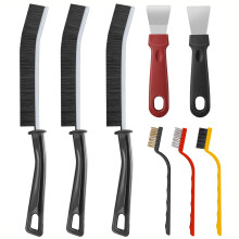Lifhety 3PCS Hard Bristle Crevice Cleaning Brush UK, 8 Pcs Cooker Cleaning Tool Set, Magiclint Brush, Bathroom Groove Gap Magic Cleaner for Kitchen,