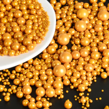 OSDUE Gold Pearl Sprinkles, 85g Edible Pearl Sprinkles for Cake Decorating, Sugar Balls Cupcake Topper Decorations for Birthday Wedding Christmas