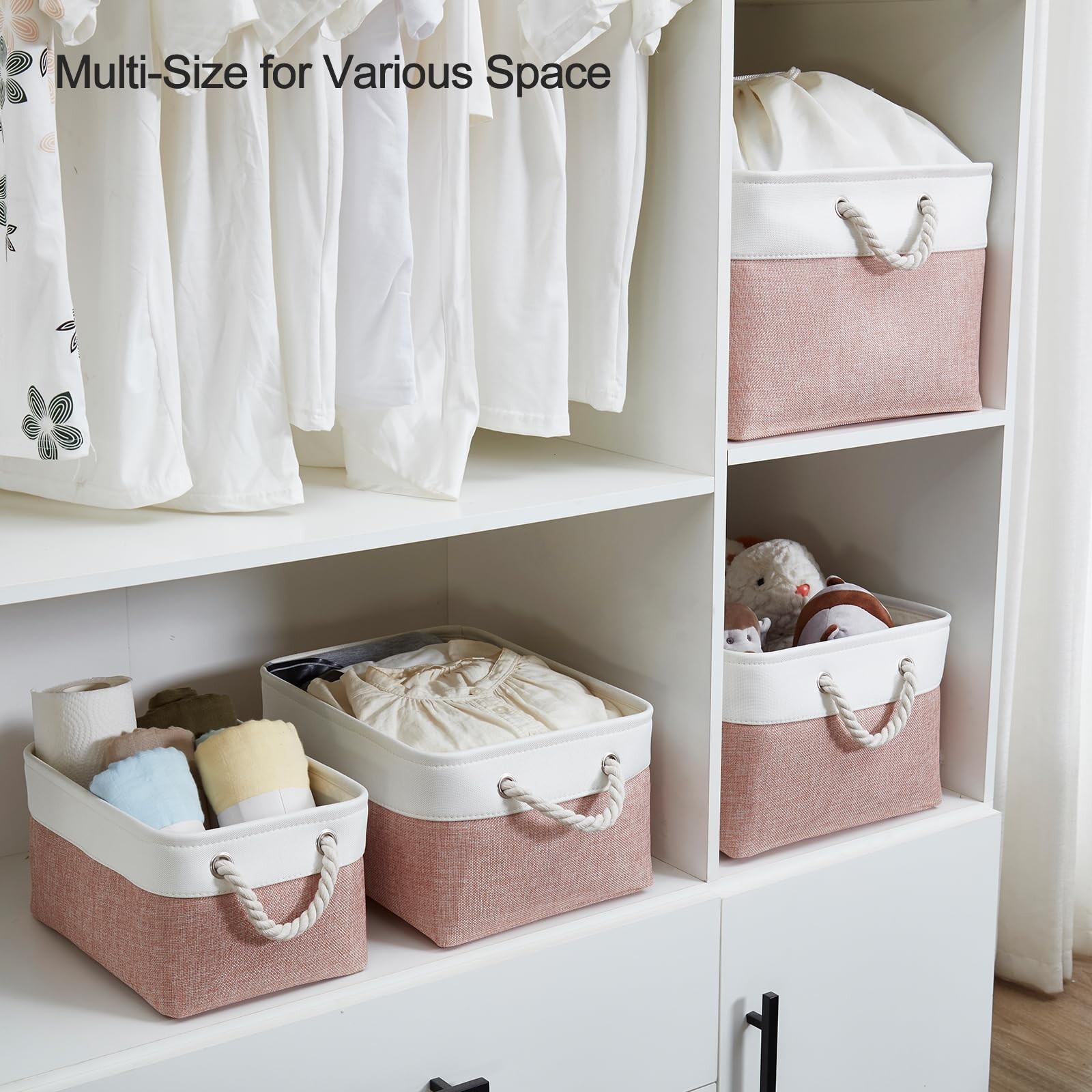 Small White Box Rack Mangata Soft Fabric Storage Boxes, Multi-Size, Rectangular Container ...