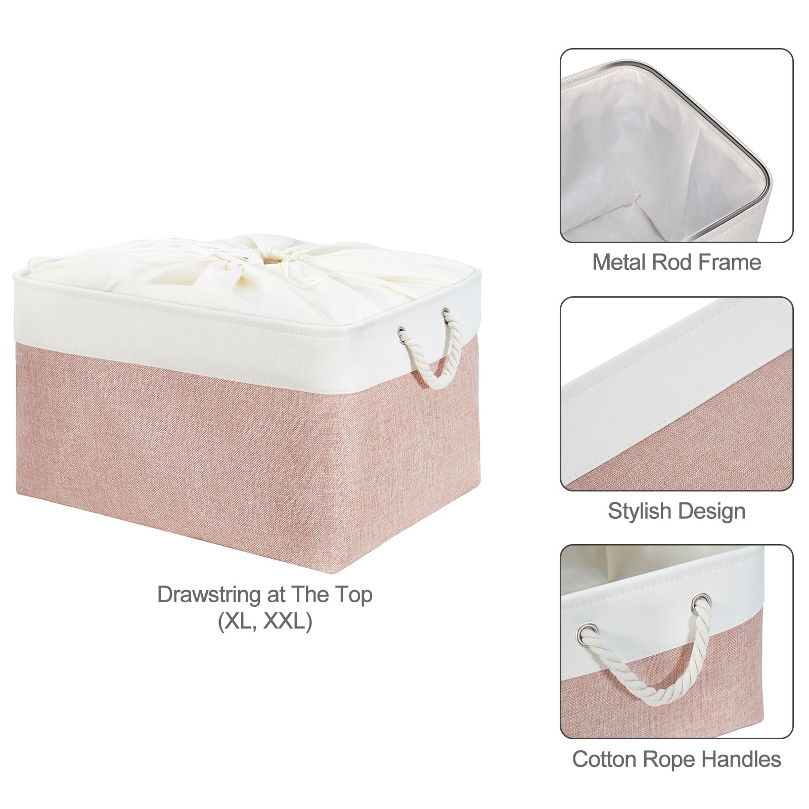 Small White Box Rack Mangata Soft Fabric Storage Boxes, Multi-Size, Rectangular Container ...
