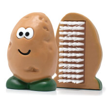 Joie Spud Dude Potato Scrubbing Brush ? Fun & Durable Vegetable Brush for Cleaning Potatoes and Root Vegetables, Brown