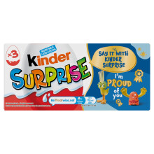 Kinder Surprise Chocolate Gift, Chocolate Eggs, Fine Milk Chocolate Shell with Milky White Lining, Contains Toys, Pack of 3 x 20g, Packaging May Vary
