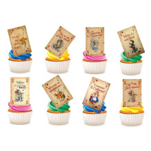 25 x Alice in Wonderland Playing Cards STAND UP Edible Paper Cupcake Toppers Cake Decorations