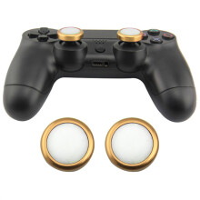 (Gold) PS4 Grip Competitive Rocker Cap - Metal & Plastic Raised Thumbstick Caps for Enhanced Control
