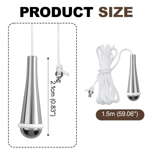 Shenlee 1 Pcs Bathroom Pull Cord Handle Teardrop Chrome Pull String Switch, Pull Cord Handle Chrome Teardrop Pendant Weight Connector with 150cm 1