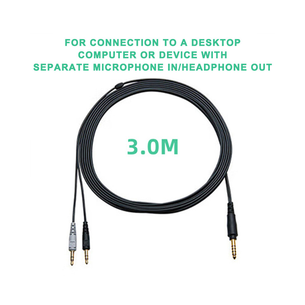 (3M) 1.2/3M Pc Gaming Headset Audio Cable For Audio-Technica Ath-Gl3 Ath-Gdl3 320997667902