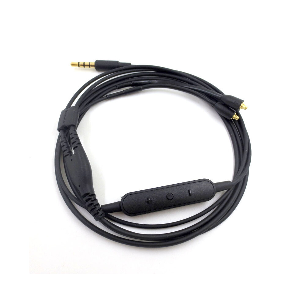 Mmcx Audio Cable Cord Replacements For Shure Se215+ Mic Volume Control Black 320997666028