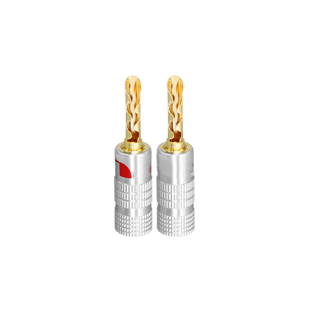 (Serrated Plugs) 4Pcs Plated Banana Spade Plug Solderless Hifi Audiophile Speaker Connector Gold 320997681397