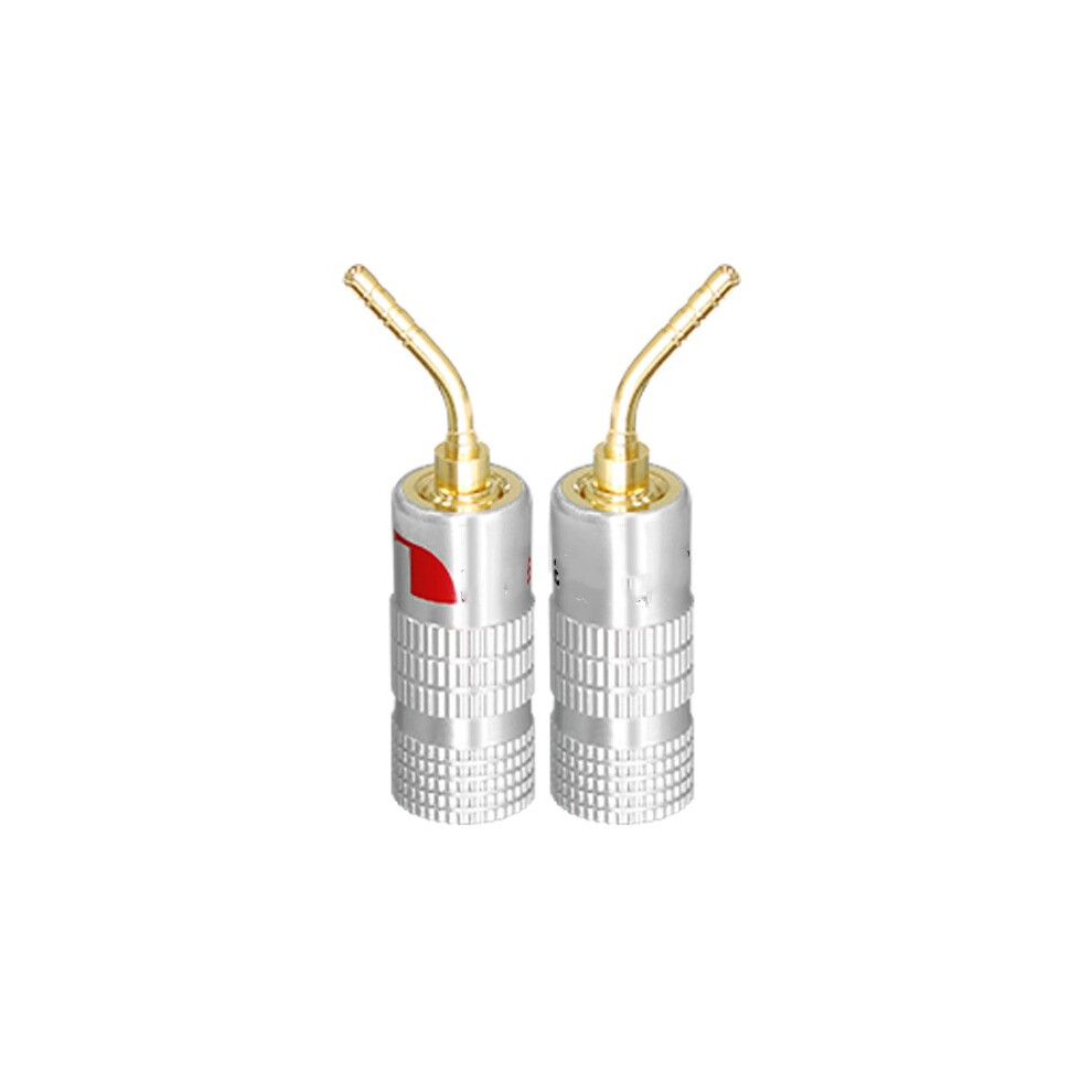 (Bent Pin Plugs) 4Pcs Plated Banana Spade Plug Solderless Hifi Audiophile Speaker Connector Gold 320997681403