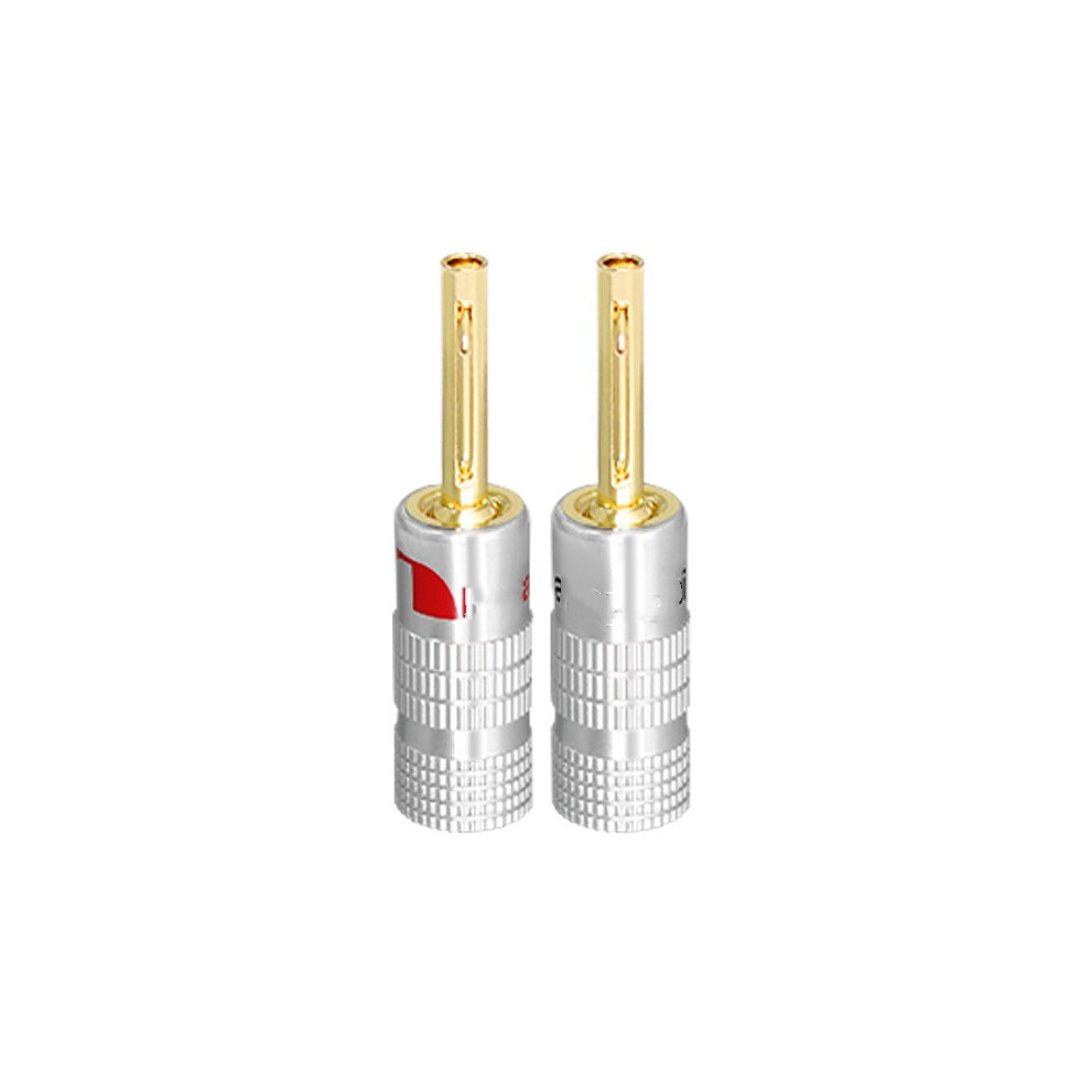(Spring Pin Plug) 4Pcs Plated Banana Spade Plug Solderless Hifi Audiophile Speaker Connector Gold 320997681410