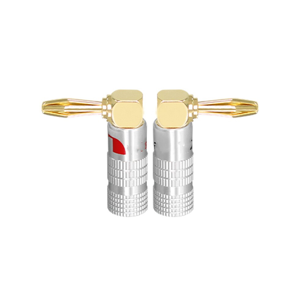 (90Â¡Ã£ Elbow Plugs) 4Pcs Plated Banana Spade Plug Solderless Hifi Audiophile Speaker Connector Gold 320997681434