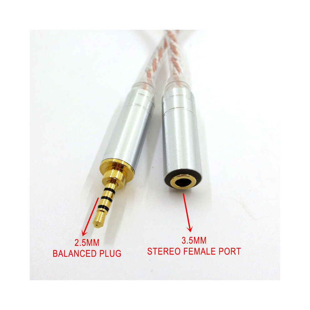(4) 3.5Mm 2.5Mm 4.4Mm Headphone Audio Cable Adapter Cord For Zx300a Hifiman Headset Silver 320997664949
