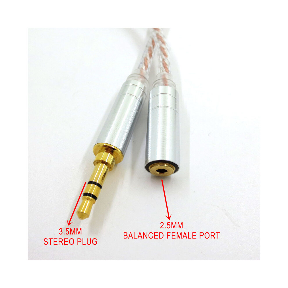 (6) 3.5Mm 2.5Mm 4.4Mm Headphone Audio Cable Adapter Cord For Zx300a Hifiman Headset Silver 320997664963