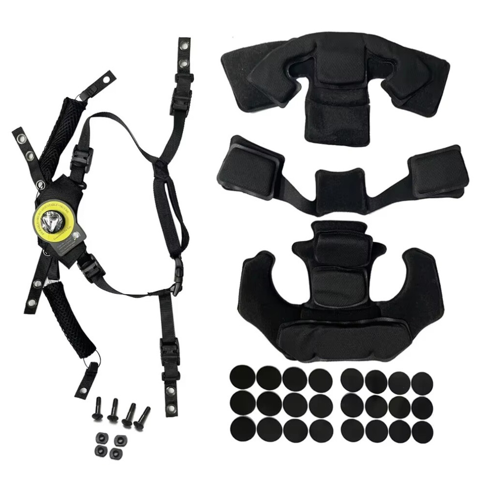 (Black) For Wendy Helmet Suspension System Adjustable Tactical Helmet Suspension Lanyard Fast Mich Tactical Helmet Accessories Spongy Pad Black 320997683049