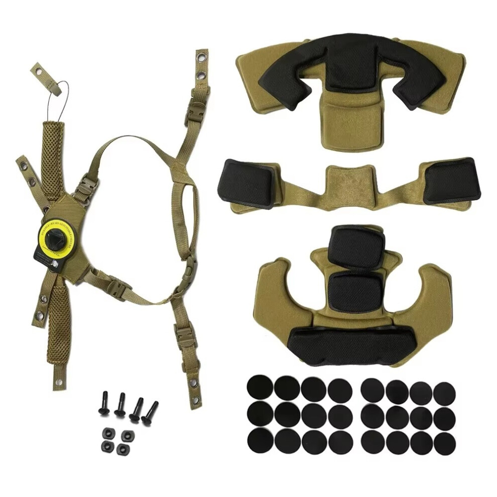 (Brown) For Wendy Helmet Suspension System Adjustable Tactical Helmet Suspension Lanyard Fast Mich Tactical Helmet Accessories Spongy Pad Brown 320997683063