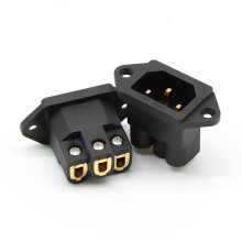 2PCS Pure Copper 24K Gold Plated IEC AC Inlet socket