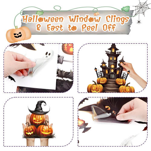 JOFONY 3D Halloween Window Clings - Reusable Party Decoration Window Decals 2