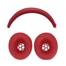 (Red) Silicone Ear Cushion & Headband Protective Case for Beats Studio Pro Headphones