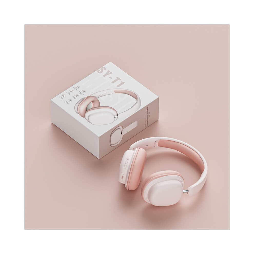 (Pink) Wireless Headphones Bluetooth-Compatible Headset Noise Cancelling Over Ear With Microphone Pink 320997685739