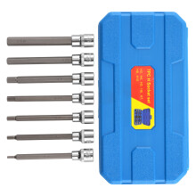 3/8in Drive Hex Socket Set 7pc Long 3-10mm Allen Key CRV Steel Case