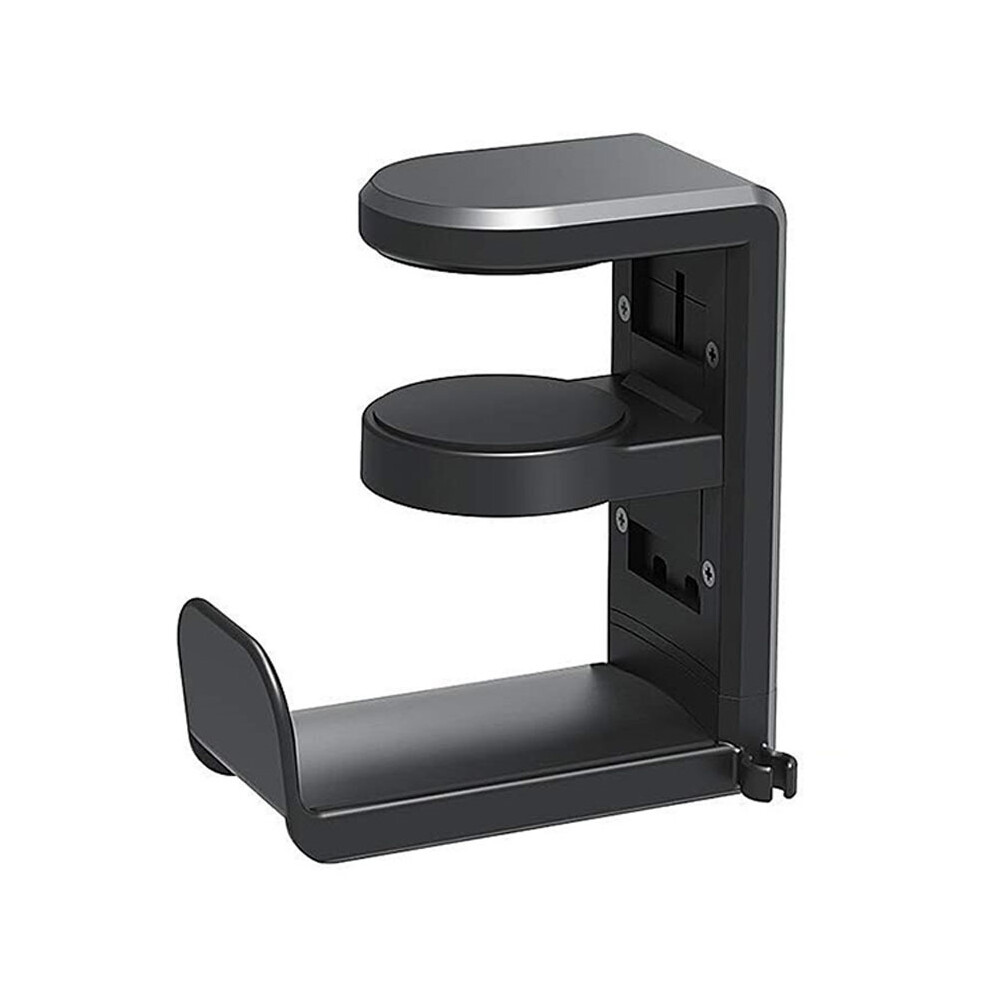 (Black) 2-In-1 Headphone Headset Holder Under Desk Earphone Stand Hook 360Â¡Ã£ Hanger Black 320997677765