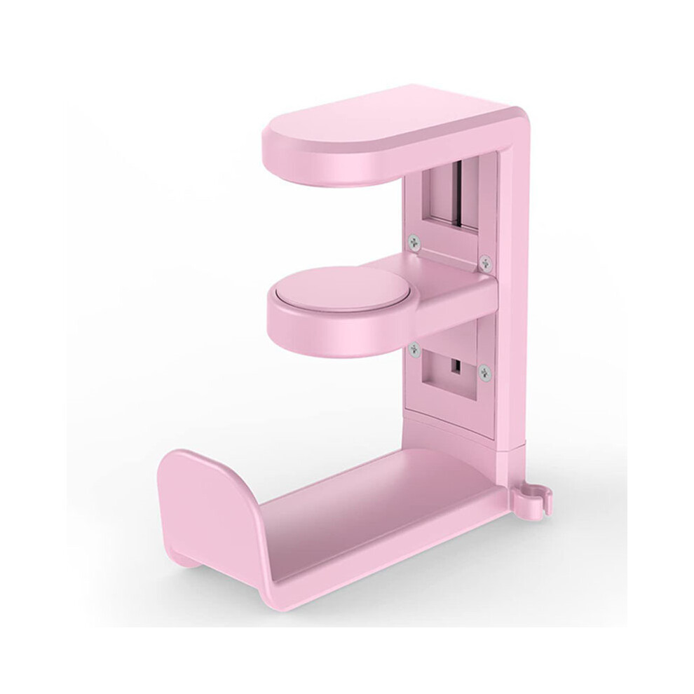 (Pink) 2-In-1 Headphone Headset Holder Under Desk Earphone Stand Hook 360Â¡Ã£ Hanger Pink 320997677772