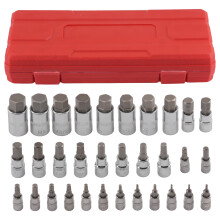 1/4 3/8 1/2 Drive 32pc Hex Bit Socket Set S2 Steel Metric Imperial