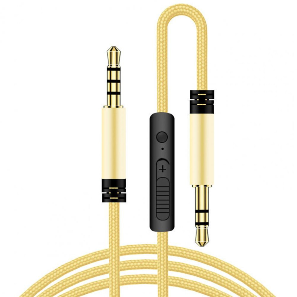 (Gold) 3.5Mm Jack Male To Male Audio Cable Speaker Line Stereo Aux Cable With Mic Volume Control Gold 320997688006