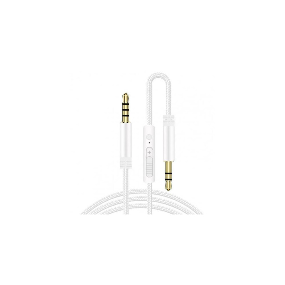 (White) 3.5Mm Jack Male To Male Audio Cable Speaker Line Stereo Aux Cable With Mic Volume Control White 320997687979