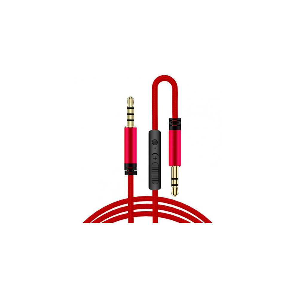 (Red) 3.5Mm Jack Male To Male Audio Cable Speaker Line Stereo Aux Cable With Mic Volume Control Red 320997687993