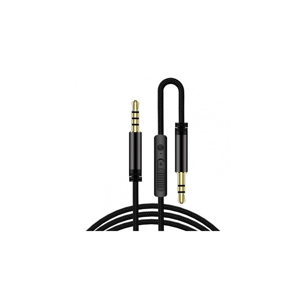 (Black) 3.5Mm Jack Male To Male Audio Cable Speaker Line Stereo Aux Cable With Mic Volume Control Black 320997687986