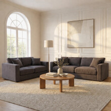 (3+2 Seater, Velvet Black) Deluxe Fullback Sofa Set 3 Seater, 2 Seater Luxury Velvet Upholstered Sofa Seating for Living Room