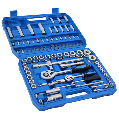 94 Piece Socket Set CRV 1/4 1/2 Drive Metric Hex Star Bits Ratchet Tools