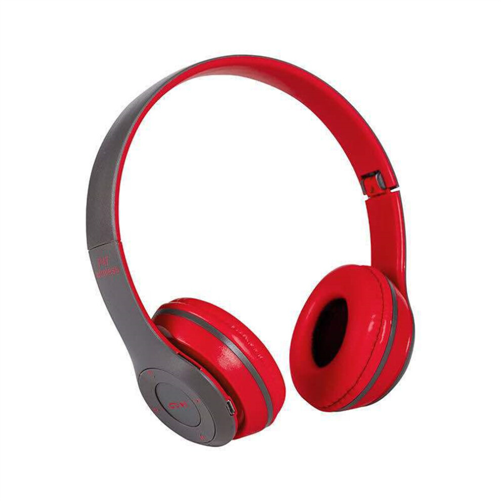 (Red) 5.0 Wireless Bluetooth Headset Foldable Stereo Super Bass Headphones Red 320997685258